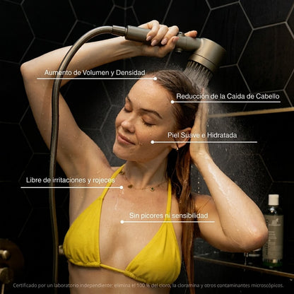 Cabezal de Ducha con Filtración Tri-Action  Elimina cal, cloro y metales pesados del agua - Aqua Eden Labs®