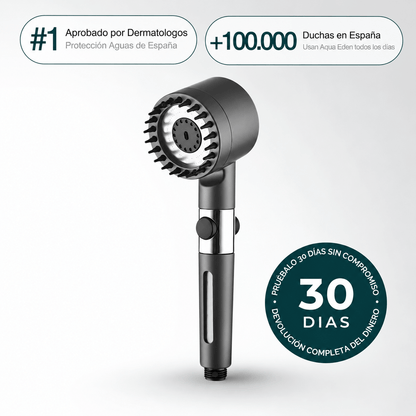 Cabezal de Ducha con Filtración Tri-Action  Elimina cal, cloro y metales pesados del agua - Aqua Eden Labs®